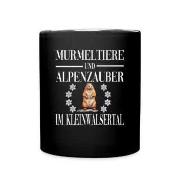 Murmeltier und Alpenzauber im Kleinwalsertal - Tasse einfarbig - Schwarz - Vorne