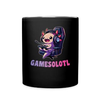 Gamesolotl lustiges Axolotl Wortspiel für Gamer - Tasse einfarbig - Schwarz - Vorne