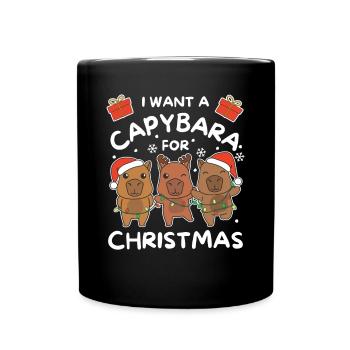 Je veux un capybara pour Noël animaux mignons - Mug uni - noir - Devant