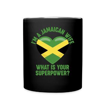 Jamaikanische Ehefrau Superkraft - Tasse einfarbig - Schwarz - Vorne