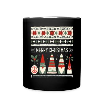 Christmas Gnomes Strickmuster - Tasse einfarbig - Schwarz - Vorne