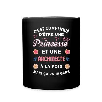 Cadeau Humoristique architecte Princesse - Mug uni - noir - Devant