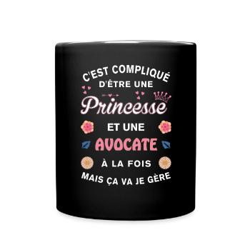 Cadeau Humoristique Avocate Princesse - Mug uni - noir - Devant