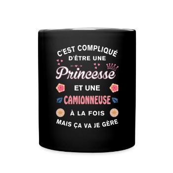 Cadeau Humoristique Camionneuse Princesse - Mug uni - noir - Devant