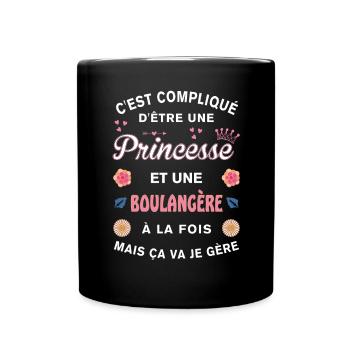 Cadeau Humoristique Boulangère Princesse - Mug uni - noir - Devant