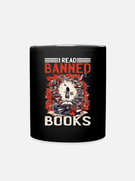 I Read Banned Books 65 - Full Colour Mug - black