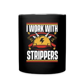 I Work With Strippers Electronics Technician Electrician - Full Colour Mug - black - Front