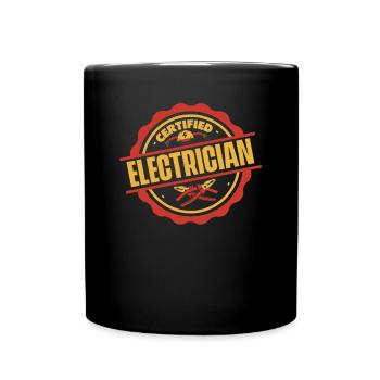 Certified Electrician Elektroniker Elektriker - Full Colour Mug - black - Front
