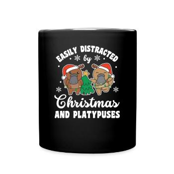 Facilement distrait par Noël et l’ornithorynque - Mug uni - noir - Devant
