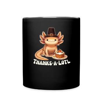 thanksgiving day outfits axolotl pun Thanks-a-lotl - Full Colour Mug - black - Front