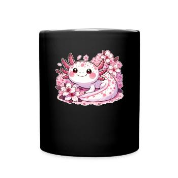 Axolotl de printemps avec des fleurs de cerisier Sweet Spring - Mug uni - noir - Devant