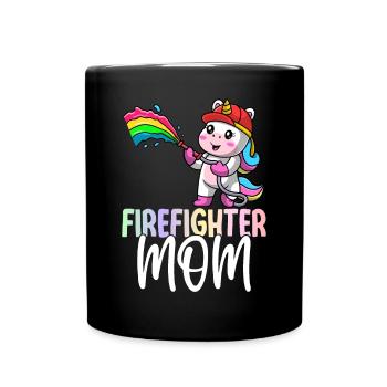 Feuerwehr-Mama - Tasse einfarbig - Schwarz - Vorne