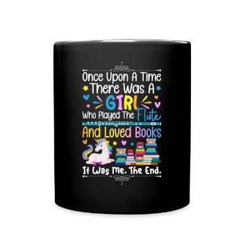 Flötenmädchen Flötenspielerin - Tasse einfarbig - Schwarz - Vorne