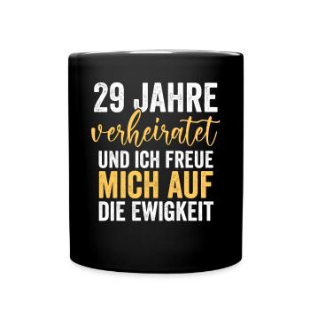 Ehe Samthochzeit 29 Jahre Verheiratet Hochzeitstag - Tasse einfarbig - Schwarz - Vorne