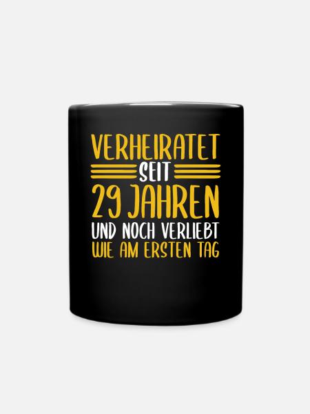 Ehe Samthochzeit 29 Jahre Verheiratet Hochzeitstag - Tasse einfarbig - Schwarz