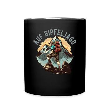 Hiker design for mountaineers and climbers - Full Colour Mug - black - Front