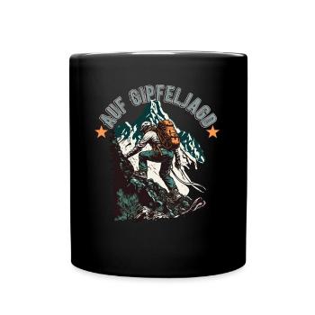 Hiker design for mountaineers and climbers - Full Colour Mug - black - Front
