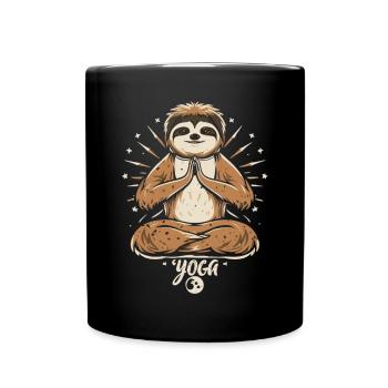 Gleichgewicht und Gelassenheit: Das Faultier-Yoga - Tasse einfarbig - Schwarz - Vorne