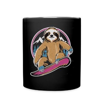 Snowboard Sensation: The Cool Sloth - Full Colour Mug - black - Front