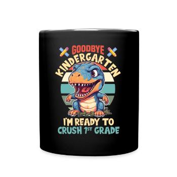Schulkind Zur Einschulung Goodbye Kindergarten - Tasse einfarbig - Schwarz - Vorne