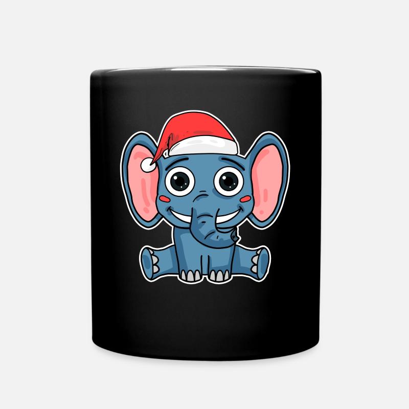 Elefant Weihnachten - Tasse einfarbig - Schwarz