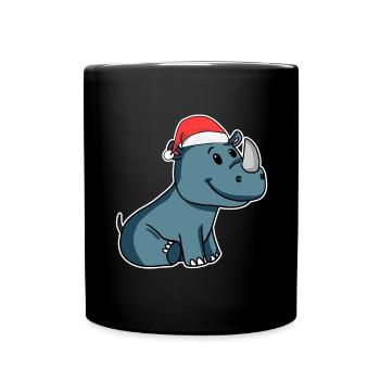Nashorn Weihnachten - Tasse einfarbig - Schwarz - Vorne