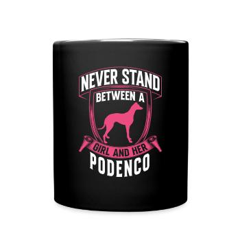 Girl and her Podenco Ibizan Hound - Full Colour Mug - black - Front