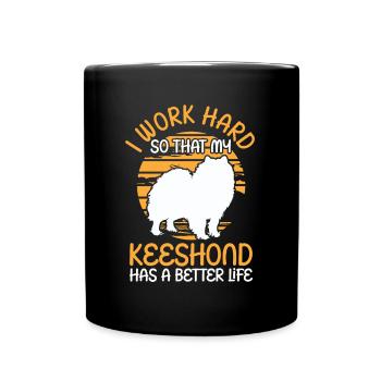 Arbeite für meinen Wolfsspitz Deutscher Spitz - Tasse einfarbig - Schwarz - Vorne