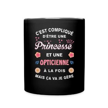 Cadeau Humoristique Opticienne Princesse - Mug uni - noir - Devant