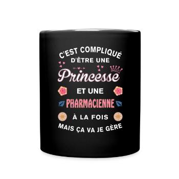 Cadeau Humoristique Pharmacienne Princesse - Mug uni - noir - Devant