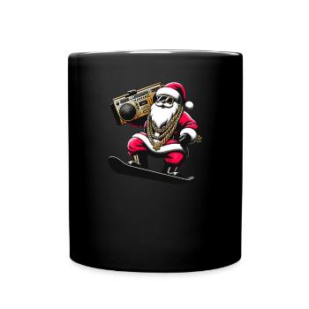 Weihnachtsmann auf Ski - Lustiger - Tasse einfarbig - Schwarz - Vorne