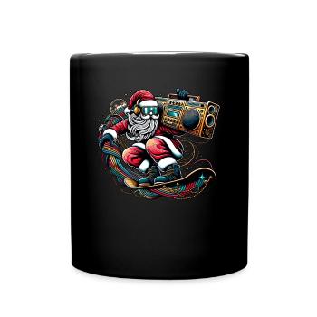 Weihnachtsmann auf Ski - Lustige Ski-Weihnacht - Tasse einfarbig - Schwarz - Vorne