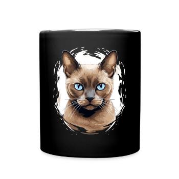 Burmese Cat Burma Katze - Full Colour Mug - black - Front