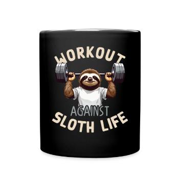 Lustiges Faultier Workout Gym Spruch Design - Tasse einfarbig - Schwarz - Vorne
