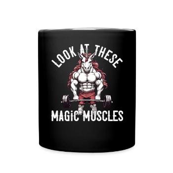 Magic Muscles Unicorn Powerlifting Fun - Full Colour Mug - black - Front