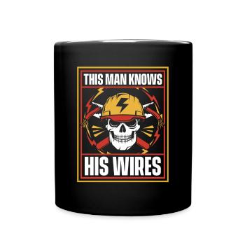 This Man Knows His Wires Electronics Technician - Full Colour Mug - black - Front