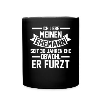 Ehe Perlenhochzeit 30 Jahre Verheiratet Hochzeitst - Tasse einfarbig - Schwarz - Vorne