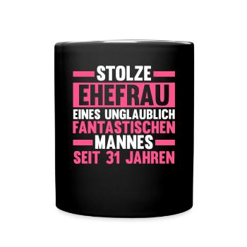 Ehe Lindenhochzeit 31 Jahre Verheiratet Hochzeitst - Tasse einfarbig - Schwarz - Vorne