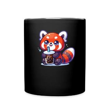 Kawaii Rote Pandas Bubble Tea Boba Roter Panda - Tasse einfarbig - Schwarz - Vorne