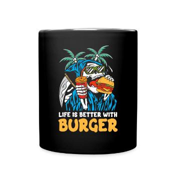 Mit Burger ist das Leben besser | Reaper Beach Schädel - Tasse einfarbig - Schwarz - Vorne