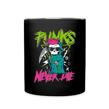 Punks sterben nie | Anti-Establishment-Schädel - Tasse einfarbig - Schwarz - Vorne
