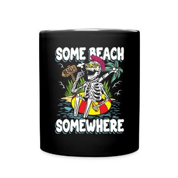 Irgendwo ein Strand | Sun & Chill Totenkopf - Tasse einfarbig - Schwarz - Vorne