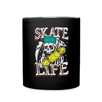 La vie de skate | Crâne punk roulant - Mug uni - noir - Devant