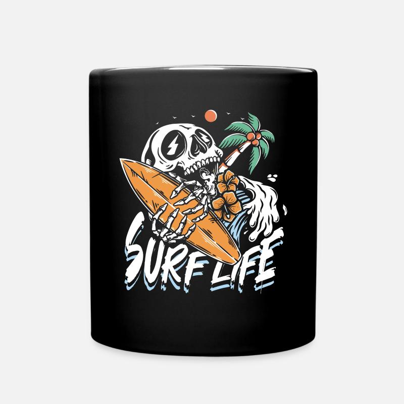 La vie de surf | Crâne de plage Sun & Chill - Mug uni - noir