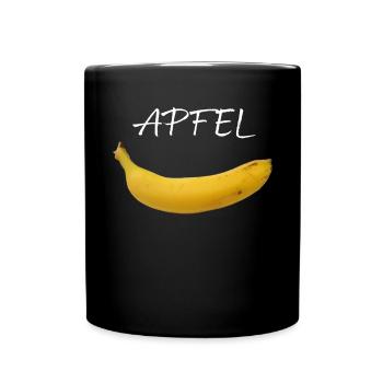Banane Apfel Früchte Obstsalat Veganer Vegetarier - Tasse einfarbig - Schwarz - Vorne