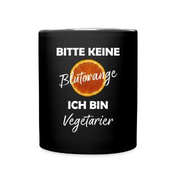 Vegetarier Veggie Früchte Blutorange Orange Obst - Tasse einfarbig - Schwarz - Vorne