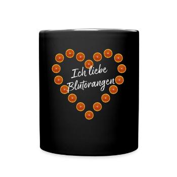 Blutorange Orange Sommerfrüchte Obstsalat Früchte - Tasse einfarbig - Schwarz - Vorne