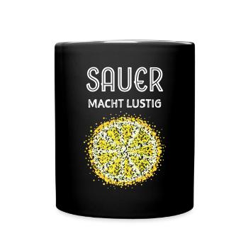 Sauer macht lustig Zitrone Früchte Sommerfrucht - Tasse einfarbig - Schwarz - Vorne