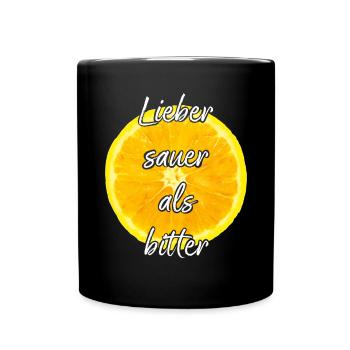 Zitrone Citrus Sauer Tropisch Früchte Sommerfrucht - Tasse einfarbig - Schwarz - Vorne
