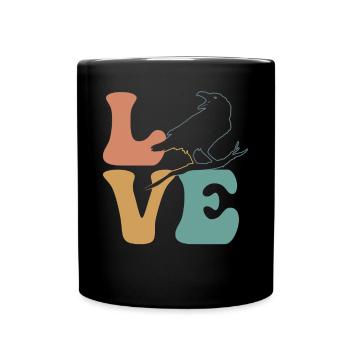 Crow, Raven, Bird - Full Colour Mug - black - Front
